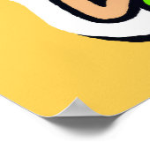 Mann mit lächelndem Froschkopf auf gelber KI Art Poster (Ecke)