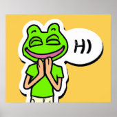 Mann mit lächelndem Froschkopf auf gelber KI Art Poster (Vorne)