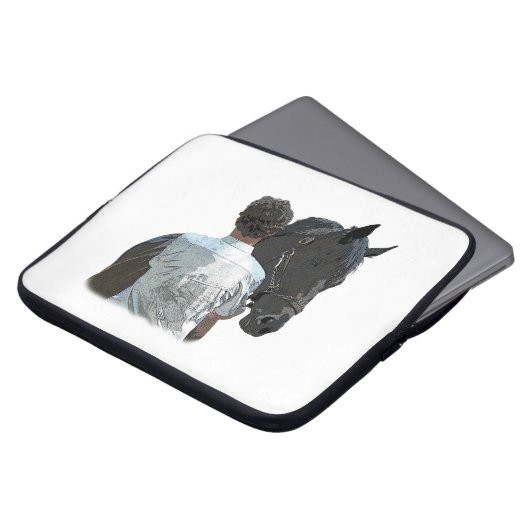 Mann mit leichtglattem Reiter Laptopschutzhülle (Vorne Oben)