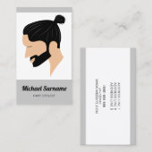 Mann mit männlichen Bun & Bart Illustration Haar S Visitenkarte (Vorne/Hinten)