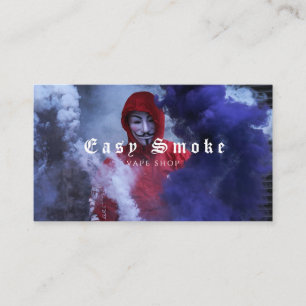 Mann mit Maske raucht Vape-Shop-Businesskarte Visitenkarte