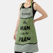 Mann mit Mit Monogramm Plan Green+Gingham Karo Schürze (InSitu)