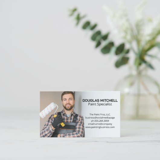 Mann mit Paint Roller Visitenkarte (Stehend Vorderseite)
