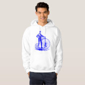 Mann mit Penny Farthing - Blau Hoodie (Vorne ganz)