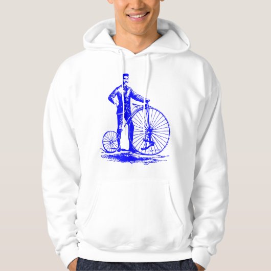 Mann mit Penny Farthing - Blau Hoodie (Vorderseite)