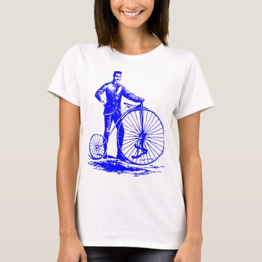 Mann mit Penny Farthing - Blau T-Shirt (Vorderseite)