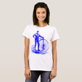 Mann mit Penny Farthing - Blau T-Shirt (Vorne ganz)