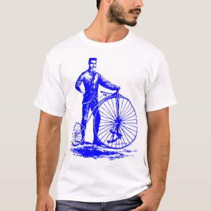 Mann mit Penny Farthing - Blau T-Shirt