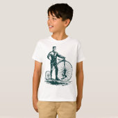 Mann mit Penny Farthing - Dunkelgrün T-Shirt (Vorne ganz)