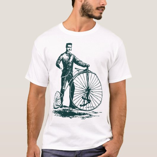 Mann mit Penny Farthing - Dunkelgrün T-Shirt (Vorderseite)