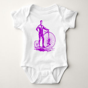 Mann mit Penny Farthing - Lila Baby Strampler
