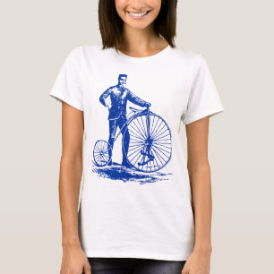 Mann mit Penny Farthing - Marine T-Shirt