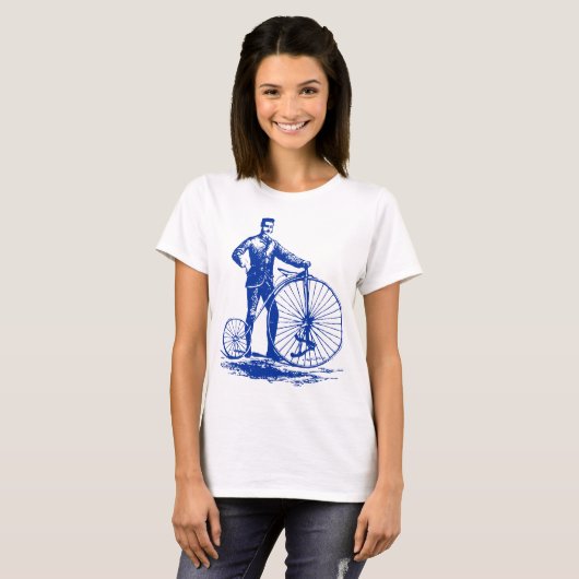 Mann mit Penny Farthing - Marine T-Shirt (Vorne ganz)