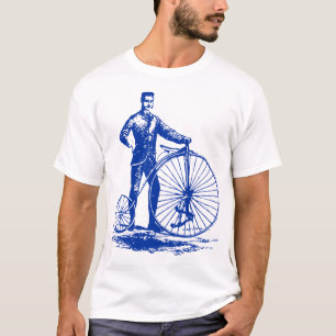 Mann mit Penny Farthing - Marine T-Shirt