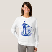 Mann mit Penny Farthing - Marine T-Shirt (Vorne ganz)