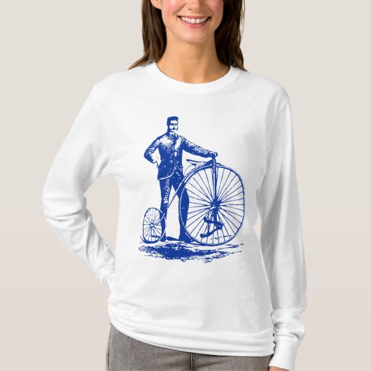 Mann mit Penny Farthing - Marine T-Shirt (Vorderseite)