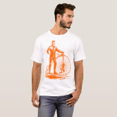 Mann mit Penny Farthing - Orange T-Shirt (Vorne ganz)