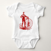 Mann mit Penny Farthing - Ruby Red Baby Strampler (Vorderseite)