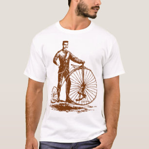 Mann mit Penny Farthing - Walnussbraun T-Shirt