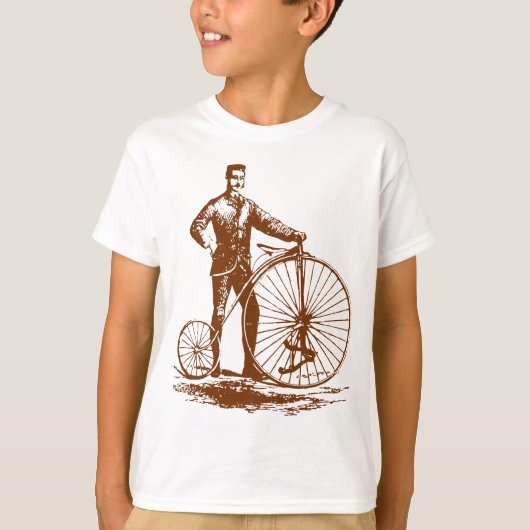 Mann mit Penny Farthing - Walnut Brown T-Shirt (Vorderseite)