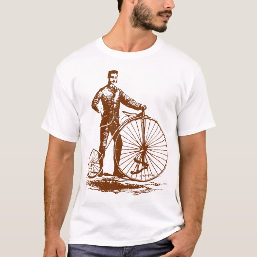 Mann mit Penny Farthing - Walnut Brown T-Shirt (Vorderseite)