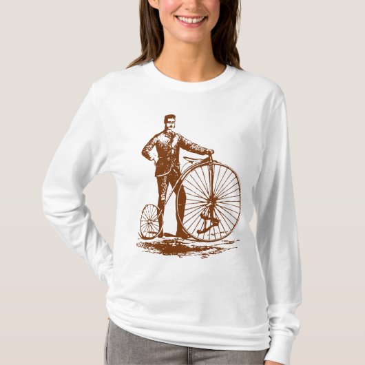 Mann mit Penny Farthing - Walnut Brown T-Shirt (Vorderseite)