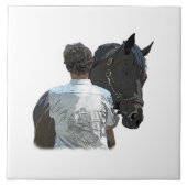 Mann mit Pferdehellgraben, Keramik Fliese (Vorderseite)