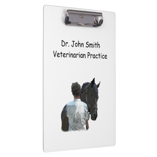 Mann mit Pferdehellwand Klemmbrett (Rechts)