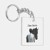 Mann mit Pferdeschlitten Akryllischer Schlüsselanh Schlüsselanhänger (Vorderseite links)