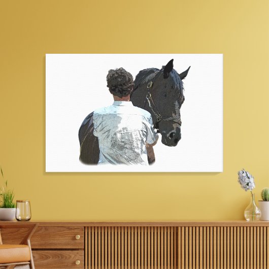 Mann mit Pferdeschlitten Leinwand Print (Insitu (Wohnzimmer))