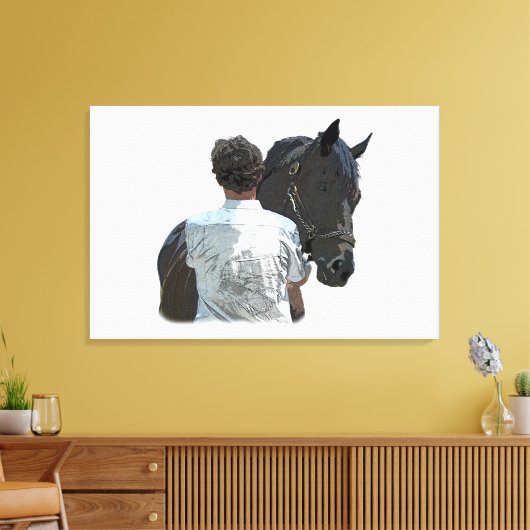 Mann mit Pferdeschlitten Leinwand Print (Insitu (Wohnzimmer))