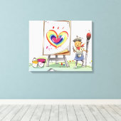 Mann mit Pinsel und stehend von einem Aasel Leinwanddruck (Insitu (Holzboden))