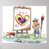 Mann mit Pinsel und stehend von einem Aasel Poster (Vorne)