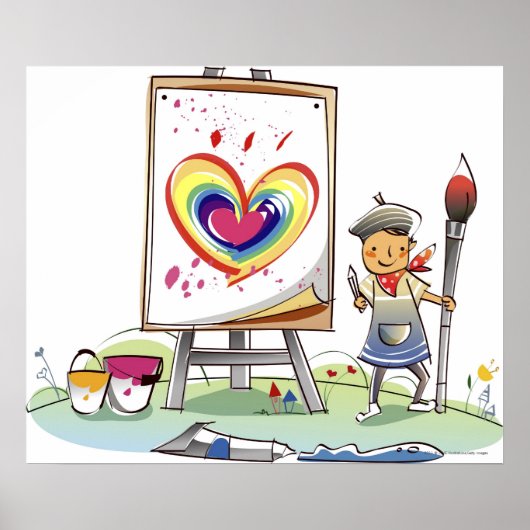 Mann mit Pinsel und stehend von einem Aasel Poster (Vorne)