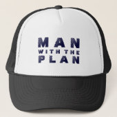 Mann mit Plan Blue Text Design Truckerkappe (Vorderseite)