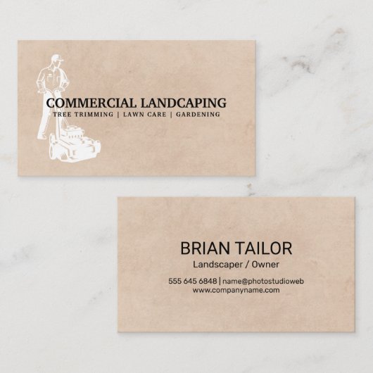 Mann mit Rasenmäher Visitenkarte (Vorne/Hinten)