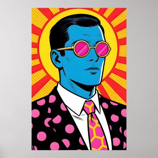 Mann mit rosa Sonnenbrille Pop Art Poster (Vorne)