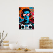Mann mit roter Brille Pop Art Poster (Küche)