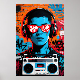 Mann mit roter Brille Pop Art Poster