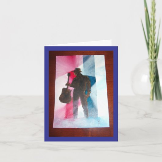 Mann mit schwarzer Gitarrenkarte Dankeskarte (Vorderseite)