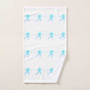 Mann mit Silhouette Gradient & Heartbeat Blue Handtuch