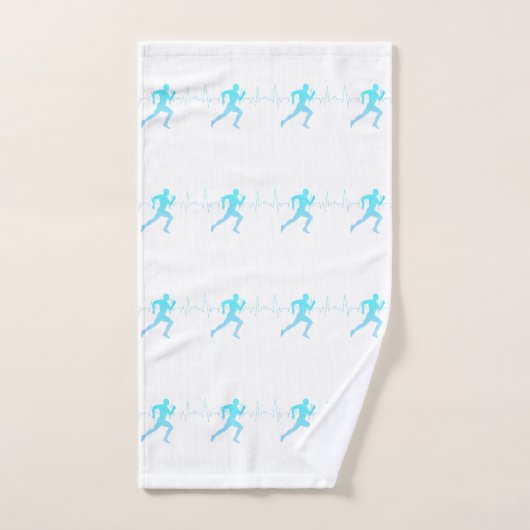 Mann mit Silhouette Gradient & Heartbeat Blue Handtuch (Handtuch)