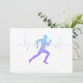 Mann mit Silhouette Gradient & Heartbeat Line Einladung (Stehend Vorderseite)