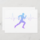 Mann mit Silhouette Gradient & Heartbeat Line Einladung (Vorne/Hinten)