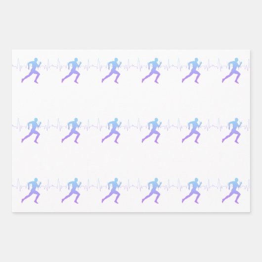 Mann mit Silhouette Gradient & Heartbeat Line Geschenkpapier Set (Vorderseite)