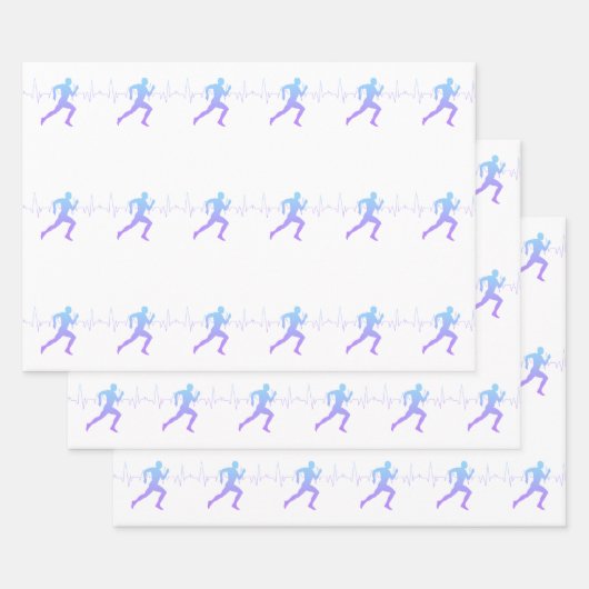 Mann mit Silhouette Gradient & Heartbeat Line Geschenkpapier Set (Set)