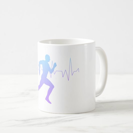 Mann mit Silhouette Gradient & Heartbeat Line Kaffeetasse (VorderseiteRechts)