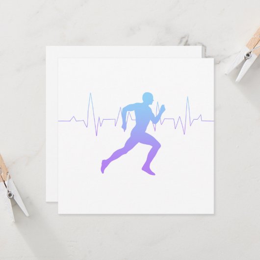 Mann mit Silhouette Gradient & Heartbeat Line Karte (Vorderseite/Rückseite Beispiel)