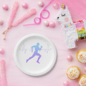 Mann mit Silhouette Gradient & Heartbeat Line Pappteller (Party)