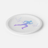 Mann mit Silhouette Gradient & Heartbeat Line Pappteller (Schrägansicht)